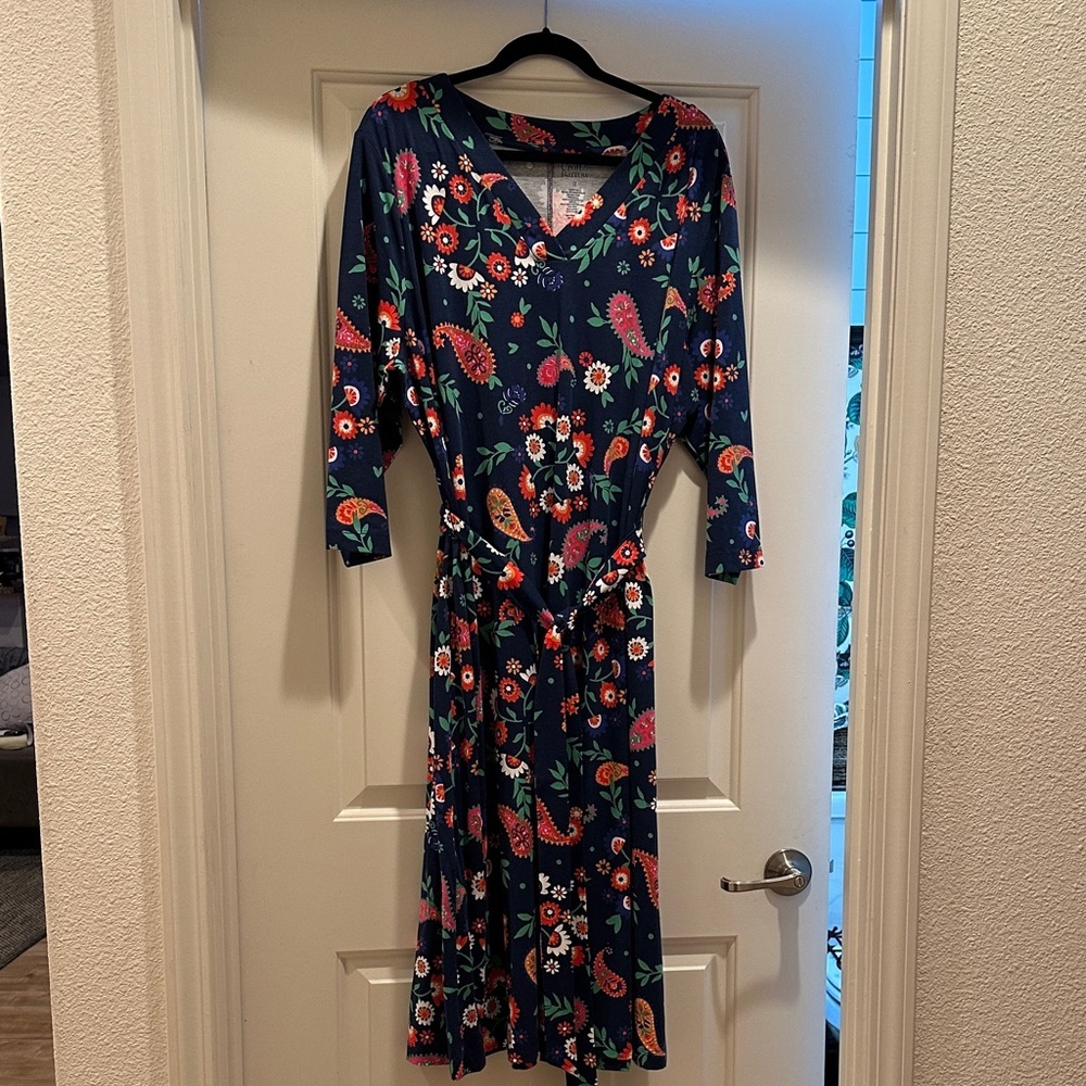 Croft & Barrow Navy Floral Long Sleeve Dress